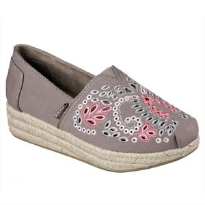 Skechers Bobs Women's Embroidered Slip-On Espadrille Canvas Arch Pillow Loafers